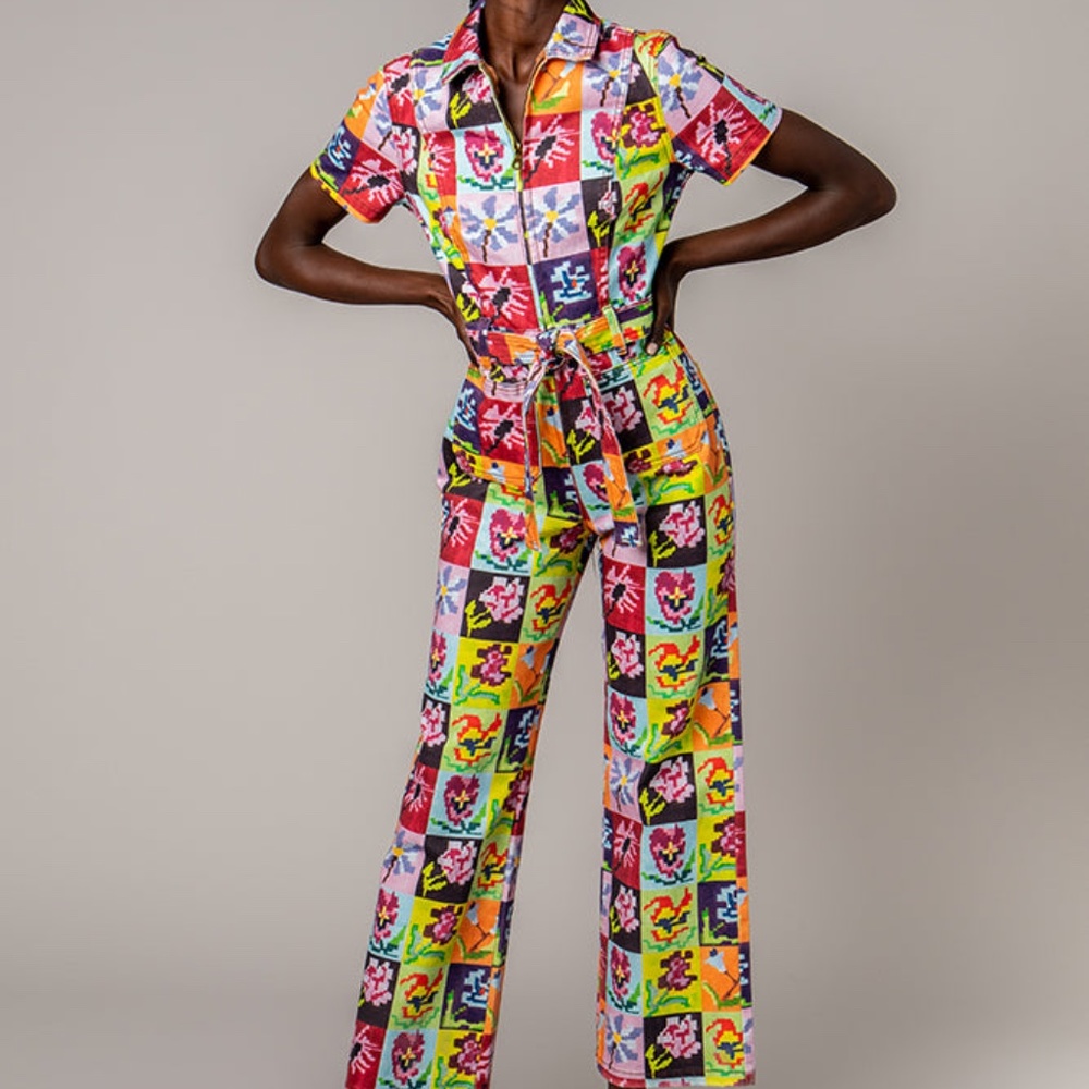 Rachel Antonoff Needlepoint Block Pattern Sal Jumpsuit